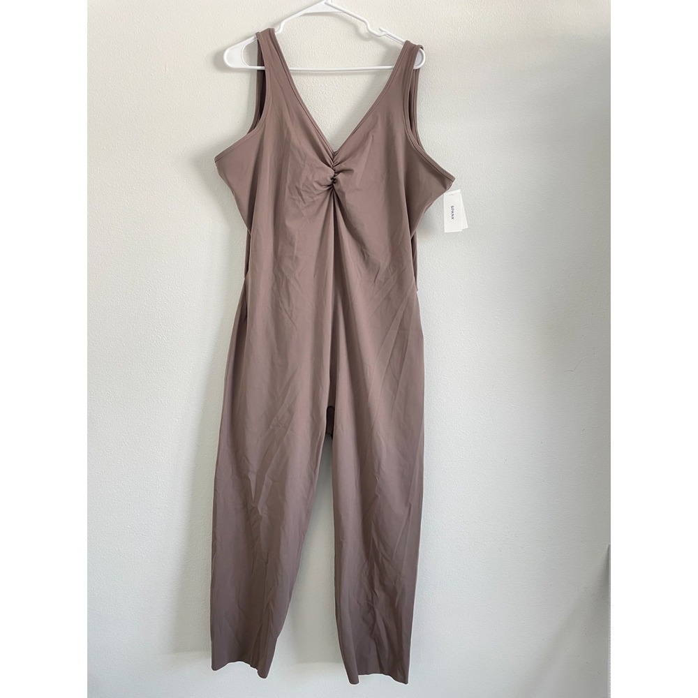 SPANX Mauve Taupe Twist-Front Sleeveless Jumpsuit